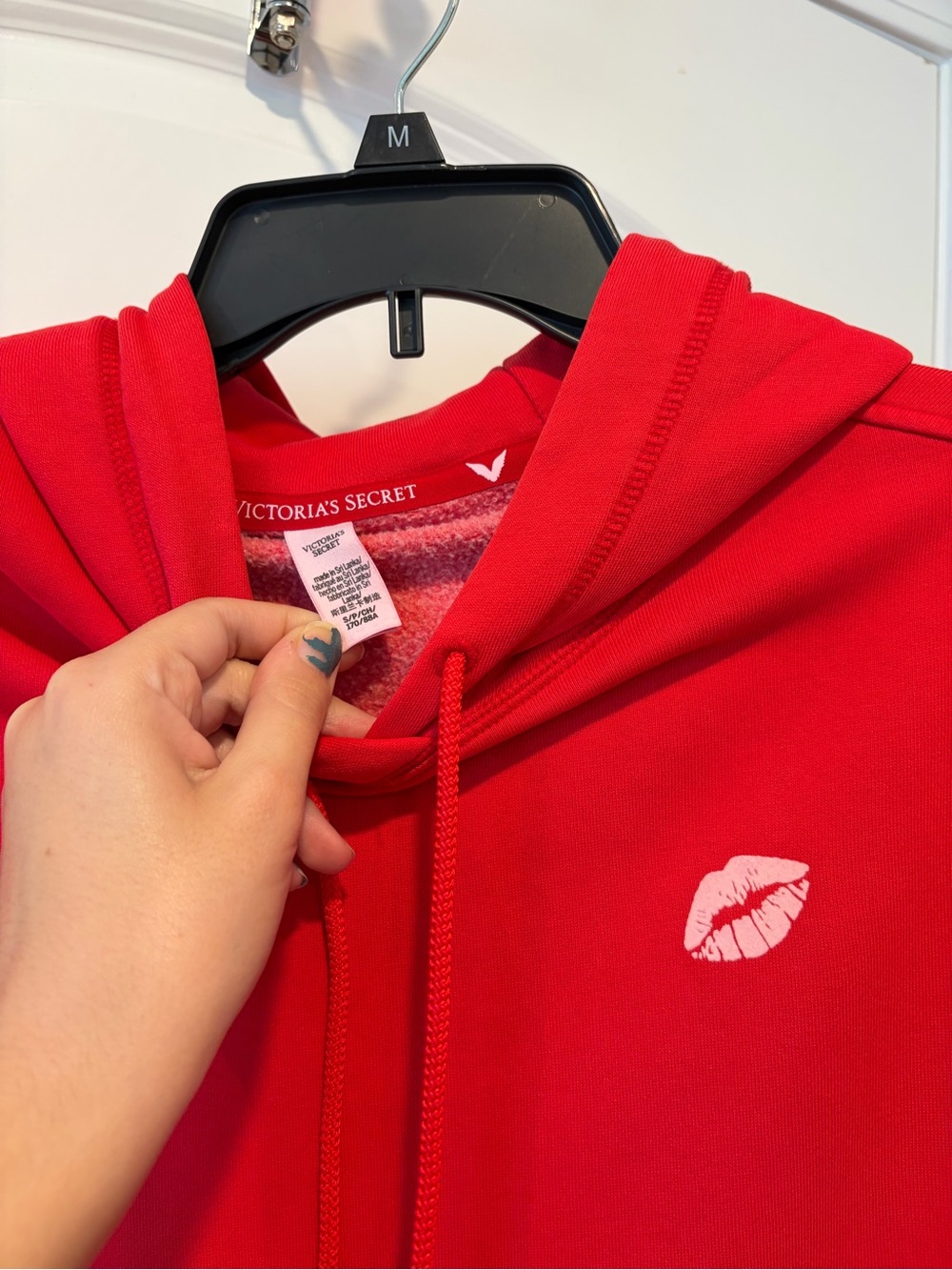 Victoria's Secret Red Hoodie with Kiss Embroidery - Picture 2 of 4